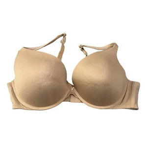 Cacique Women's Tan Padded Hook &‎ Loop Push Up Bra Size 42D